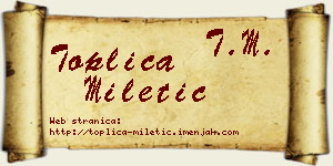 Toplica Miletić vizit kartica